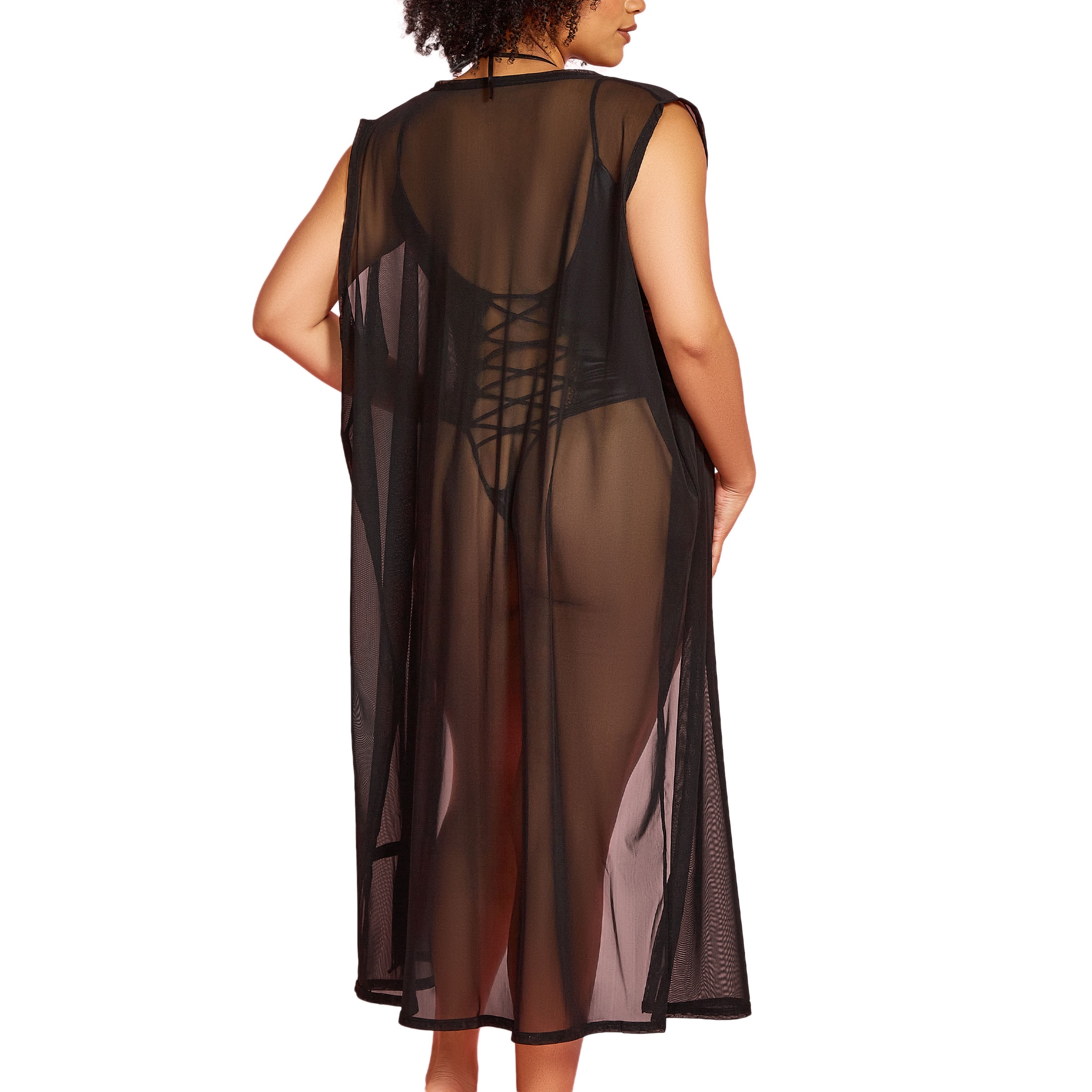 Glitter Lingerie Womans Plus Size Sheer Cap Sleeve Wrap