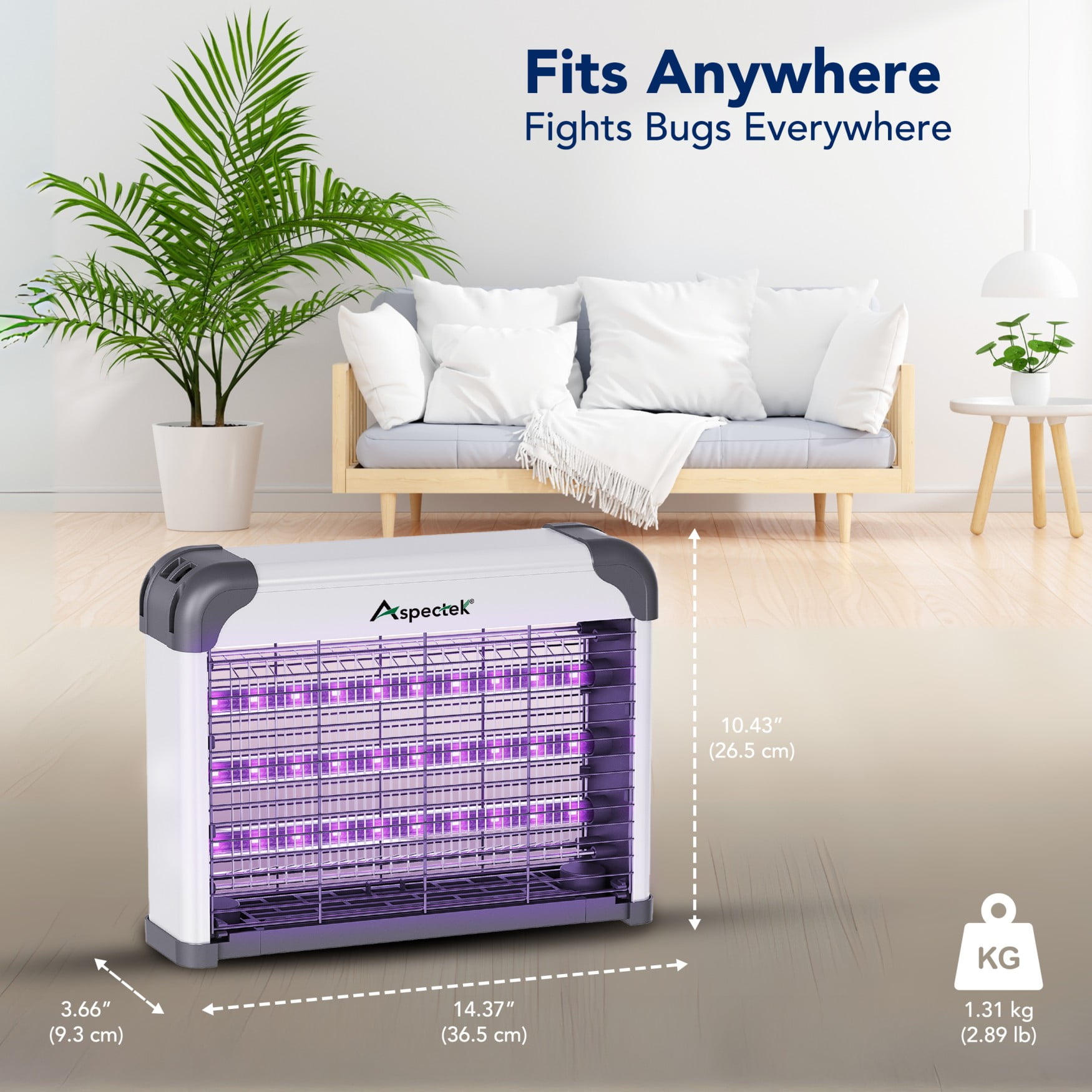 Aspectek 15W LED Bug Zapper - Powerful High-Voltage Insect Killer Mosquito Zapper Indoor, Long Lifespan 3 LED Lamps, Energy-Efficient & Durable Fly Trap