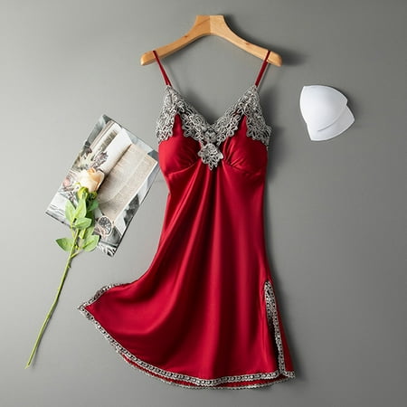 

asdoklhq Woman Plus Size Clearance Dresses Satin Sling Skirt Dress Sexy Lingerie Home Wear Pajamas Nightdress