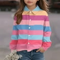 thumbnail image 5 of JTSRKL Kids Boys Girls Rainbow Striped T-Shirts Lightweight Casual Fall Spring Summer Roll up Long Sleeve Button Down Beach Vacation Tees Tops with Pockets Hot Pink 9-10 Years, 5 of 7