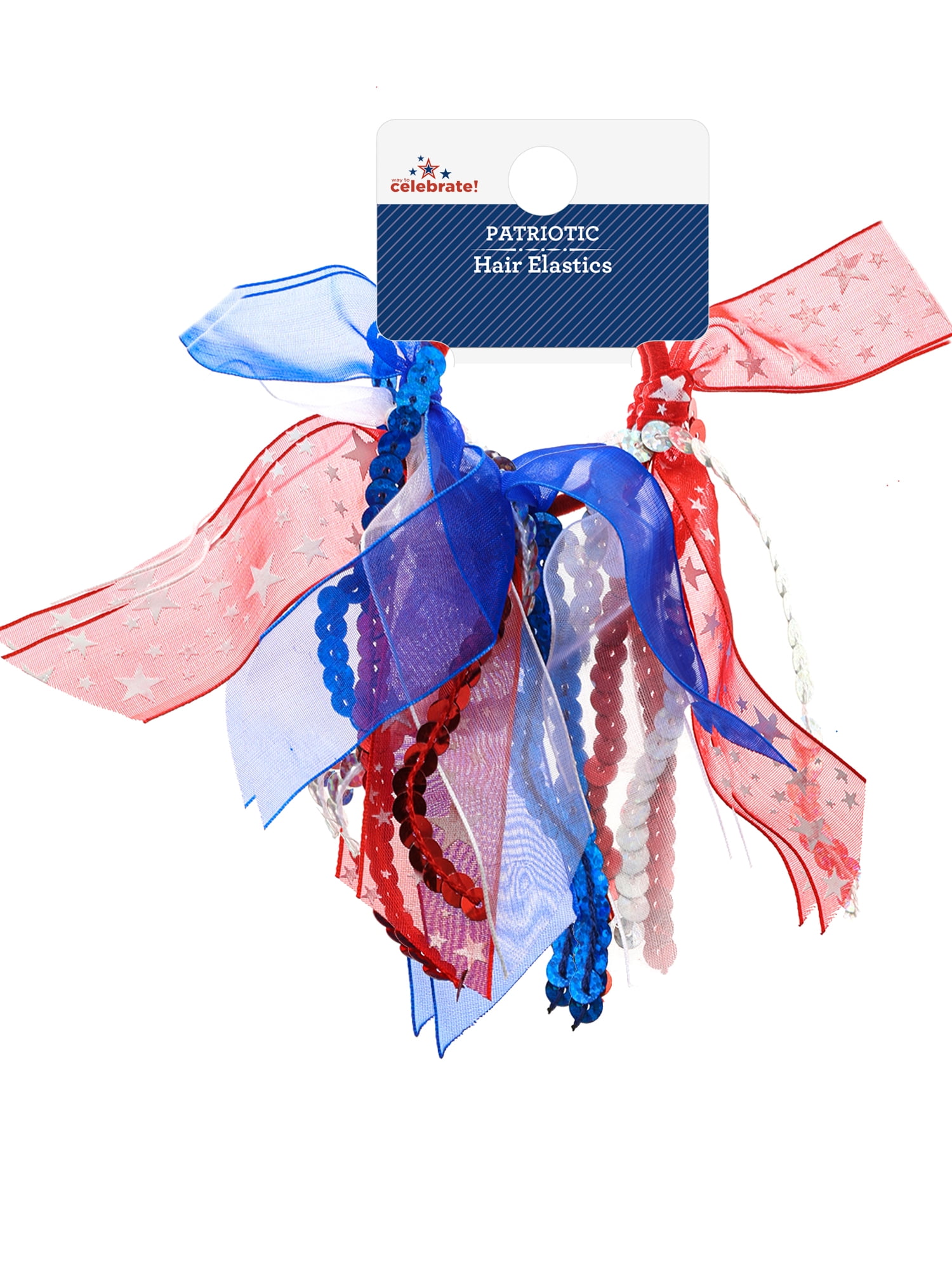 Way to Celebrate Americana Red, White, and Blue Ribbon Hair Tie Set