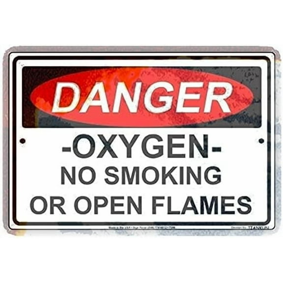 Tin Poster Metal Sign Danger Oxygen No Smoking Or Open Flames Beware Alert Warning 8''x12'' Decor Aluminum Wall Plaque Retro Signs