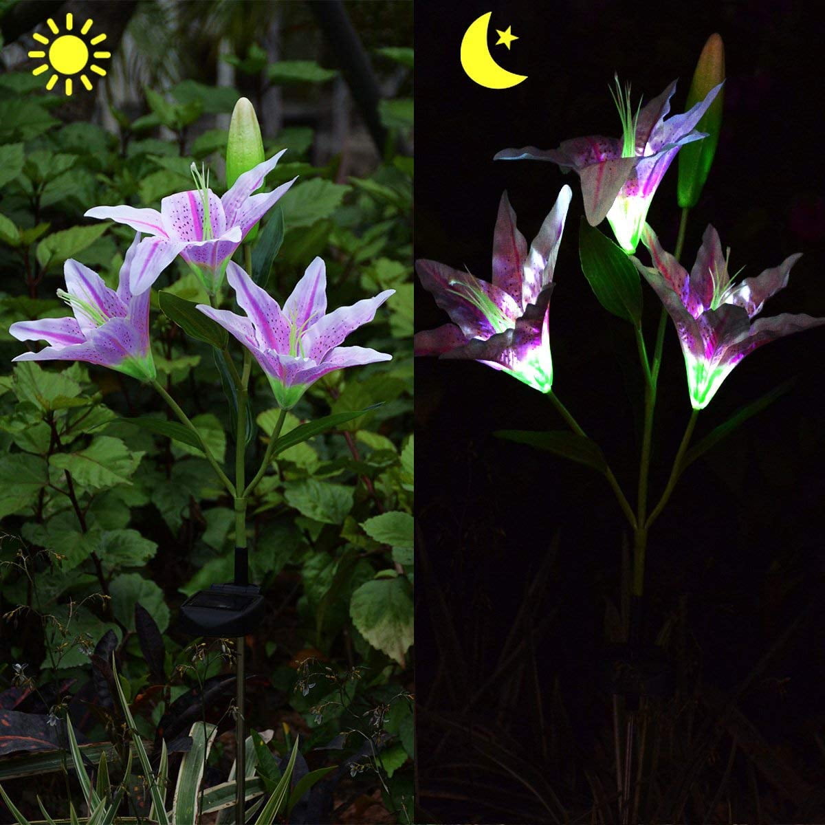 Outdoor Solar Easter Lily LED Flower Light, Solar Powered Garden Stake