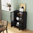 thumbnail image 6 of S-HOME Versatile Storage Cabinet Featuring 4 Iron Doors Adjustable Shelf Metal Frame For Kitchen Or Living Room, Black, 6 of 7