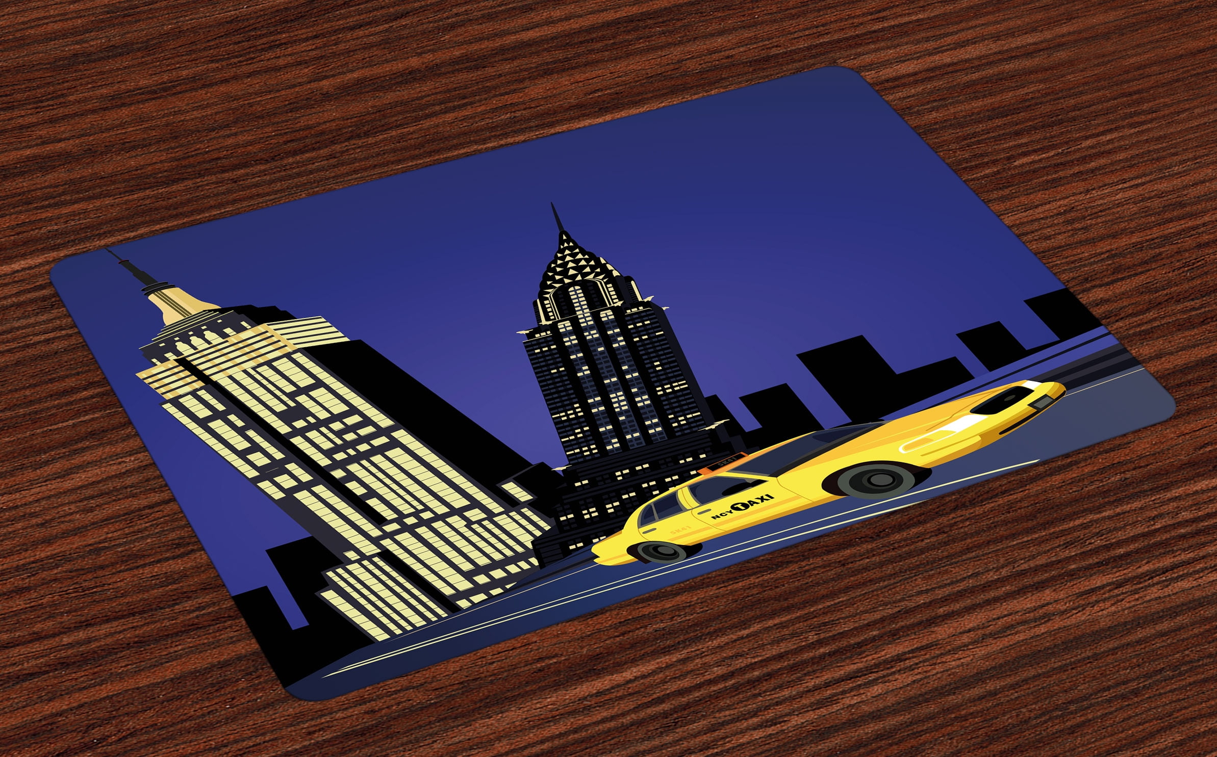 City Placemats Set of 4 Skyscrapers and Taxi New York Theme American