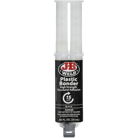 J-B Weld 50139 Plastic Bonder Body Panel Adhesive and Gap Filler Syringe - Dries Black - 0.25 Milliliter 2 Pack