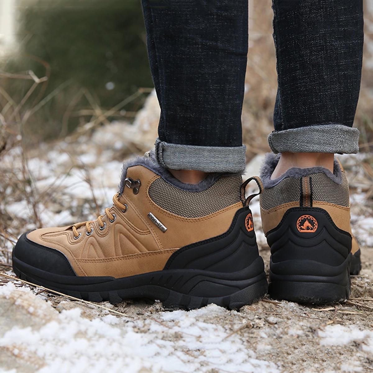 AUXDIQ Hiking Shoes Mens Waterproof Mountain Trekking Shoes Men Breathable Walking Shoes Outdoor Sports Winter Boots