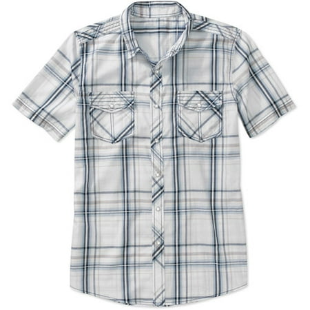 No Boundaries Men's Short Sleeve Snap Fr