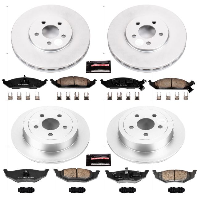 PowerStop Front and Rear Geomet Coated Brake Rotor and Pad Kit Fits: CHRYSLER Select Models CRK6265
