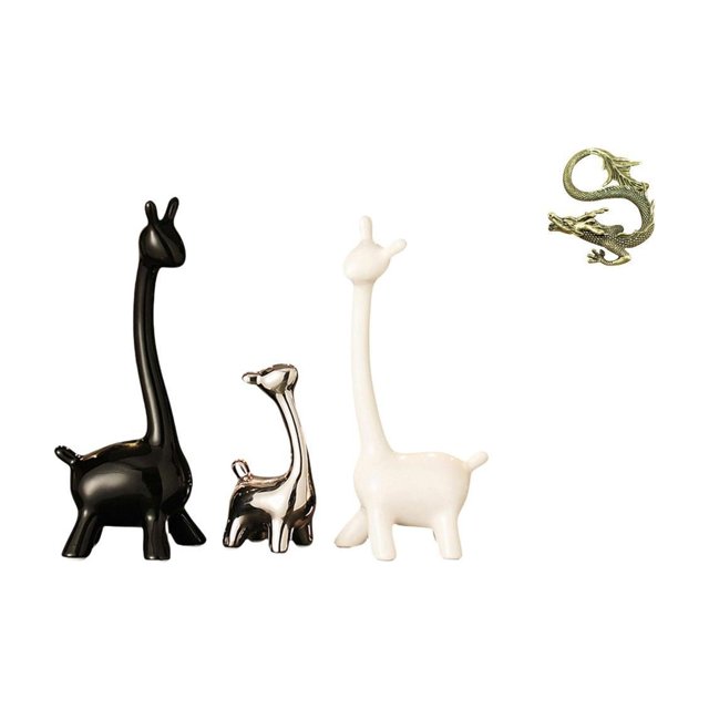 Figura de jirafa creativa moderna y estatua de latón de cerámica, pieza central única para escritorio, oficina, estantería, dormitorio, decoración del