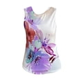 thumbnail image 1 of Gibobby Camiseta de flores pintadas de posicionamiento para mujer, chaleco sin mangas, camiseta informal, blusa suelta(Morado,G), 1 of 5