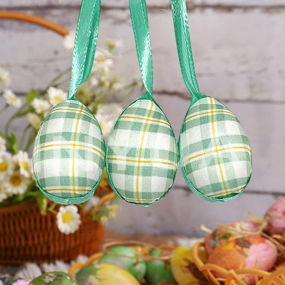 Cheapark Easter Foam Eggs Fabric Covered Hanging Decorations for Easter Celebration Home and Garden Festive Display Party Supplies