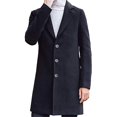 thumbnail image 2 of Mens Trench Coat Lapel Single Breasted Long Peacoat Overcoat_Gift Of G, 2 of 5