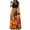 #2-Orange, variant on Patlollav Halloween Dresses Womens Long Dress Short Sleeve Colorful Print Beach Casual Maxi Sundress