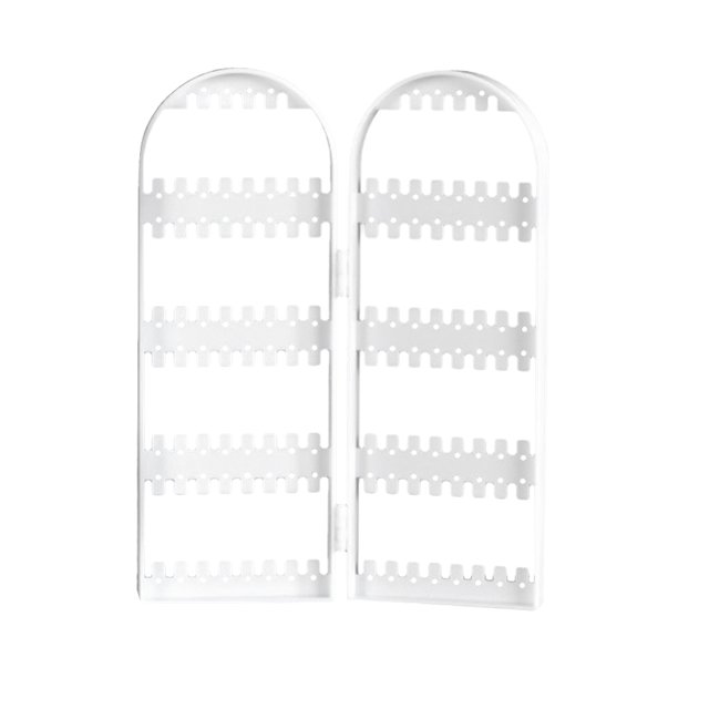 Qarigey Soporte de plástico transparente para joyería, colgador plegable para pendientes, collar, pulsera, estante de exhibición, 2 puertas Ropa, zapatos y accesorios Miscelánea blanco 2 puertas Qarigey AP000353-01
