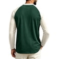 thumbnail image 4 of Garbnen S-4XL Man Long Sleeve Shirts Crew Neck Raglan Shirt Men Casual Basic Relaxed Fit Color Block Fall Winter Mens Big and Tall Shirts Green L, 4 of 4