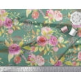 thumbnail image 2 of Soimoi Green Cotton Duck Fabric Flower & Leaves Watercolor Print Fabric by Yard 42 Inch Wide, 2 of 3