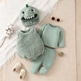 thumbnail image 6 of HAYIMI Baby Dinosaur 4 Piece Outfit Sets Sleeveless Romper Hat Long Sleeve Tee And Pants Cute Animal For Boys Girls Clothes Sets, 6 of 8