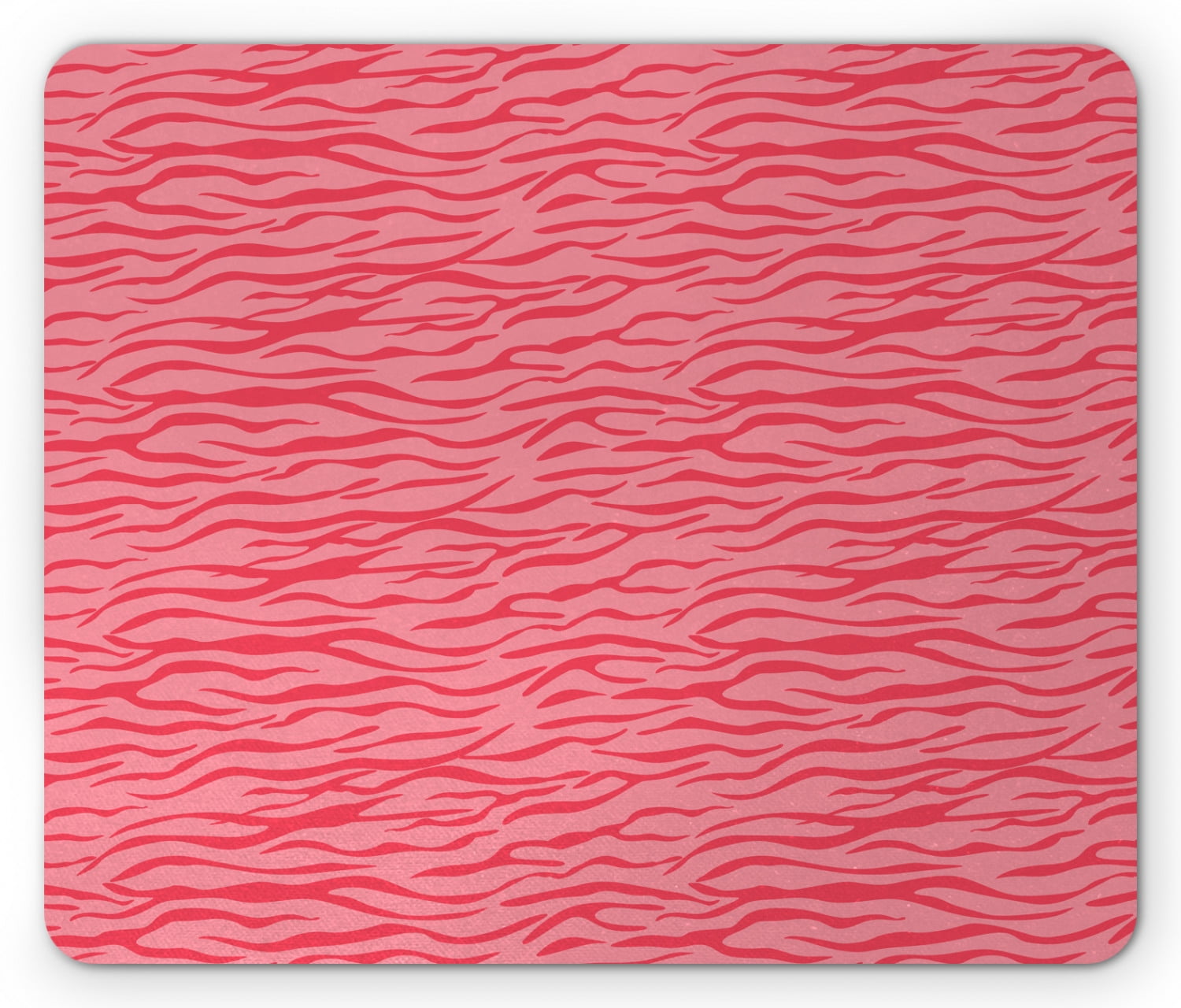 Pink Zebra Mouse Pad, Wavy Zebra Stripes Camouflage Savannah Safari Animal Motif, Rectangle Non