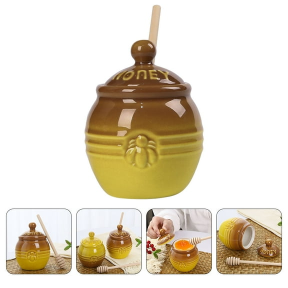 WHAMVOX  Containers with Lids Ceramic Honey Jar Tea Storage Canister Holder