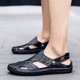 thumbnail image 2 of Bmisegm Men's Summer Breathable Hand Sewn Foot Covering Casual Beach Lazy PU Foreign Trade Sandals Summer Black 10, 2 of 5
