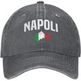 thumbnail image 2 of Naples Italy Italian Flag Cowpoke Hat Adjustable Classic Vintage Distressed Denim Baseball Cap for Men Women Black, 2 of 8