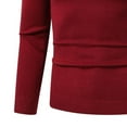 thumbnail image 3 of Men's V-Neck Knit Shirt Long Sleeve Solid Color Slim Fit Sweatshirt Fashion Fall Casual Pullover Top for Men (Wine 3XL), 3 of 4
