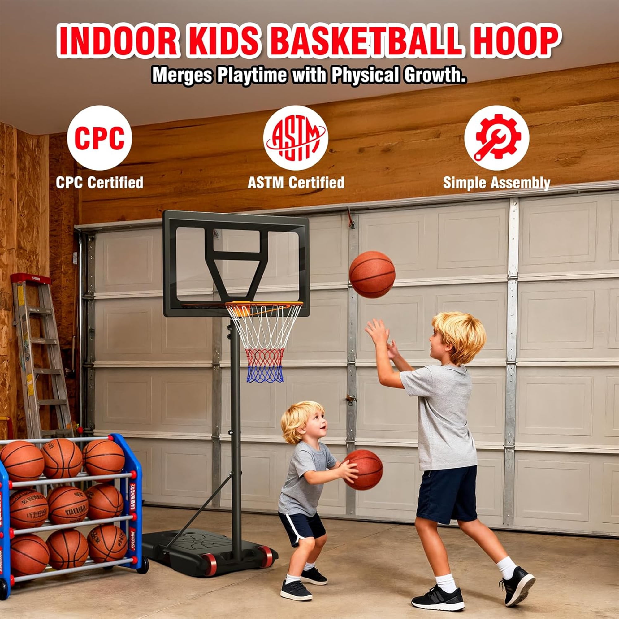 Toremore 29In. Portable Basketball Hoop, Outdoor 3-7 FT Height Adjustable Basketball Goal System with Shatterproof Backboard for Kids Youth Teens in Backyard/Driveway/Indoor