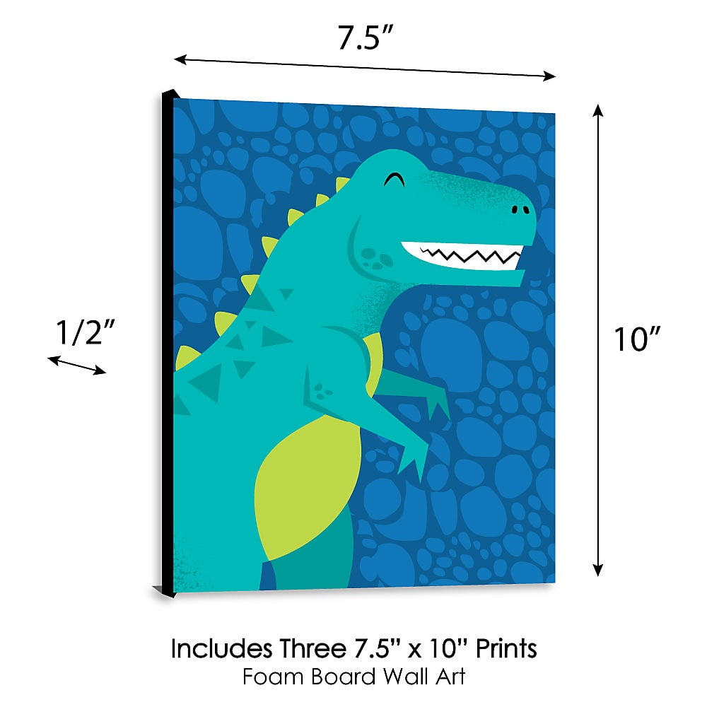 3 Modern Dinosaur Prints Trex Nursery Wall Art Decor Kids Boys Room Pictures