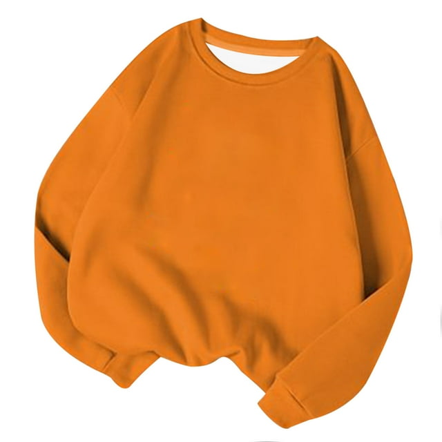 Annhoo Chandails à Col Rond pour Femmes Automne Manches Longues Chandails Confortables à Enfiler Blouses Décontractées Chandails de Couleur Unie