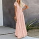 thumbnail image 5 of Vestido de novia de encaje floral de manga corta con cuello en V para mujer Vestido largo de fiesta de cóctel de dama de honor Fridja  qw5091, 5 of 9