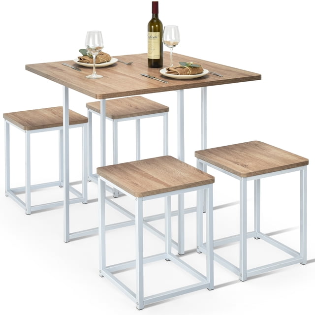 Giantex Ensemble de Salle à Manger 5 Pcs, Ensemble de Table Gain de Place pour Pub, Café, Naturel