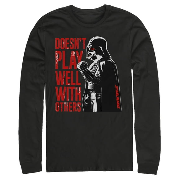 Men's Star Wars Darth Vader Doesn't Play Well Long Sleeve Shirt Black X Large