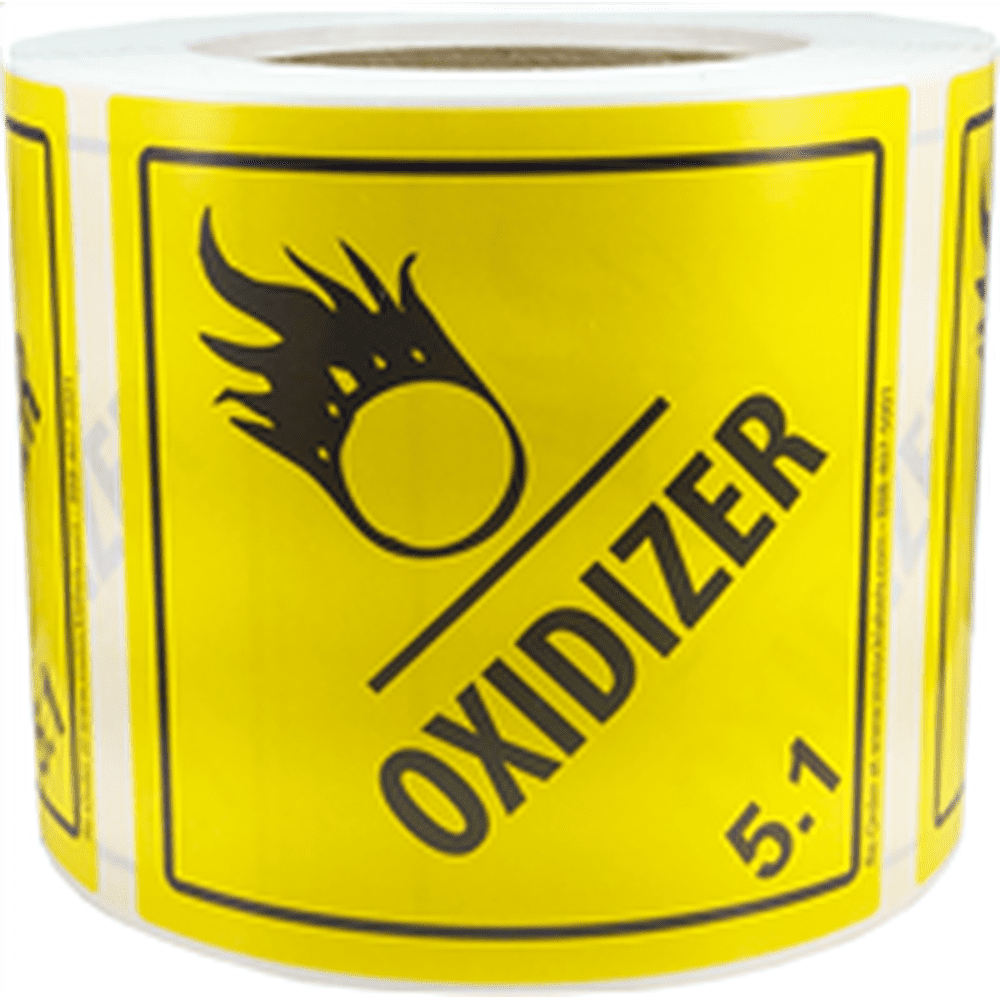 Hazard Class 5.1 D.O.T. Oxidizer Labels | 4 x 4" Inch Square | 500 Pack ...