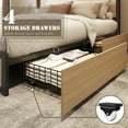thumbnail image 3 of Lifezone Rustic Adult Queen MDF Metal Bookcase Bed with LED Light & Drawers, Beige, 3 of 7