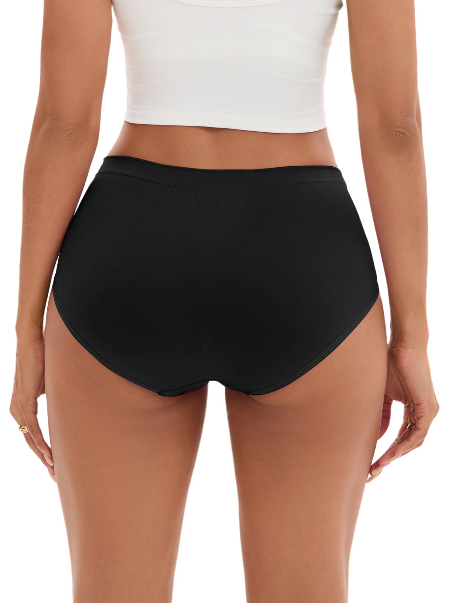 Unique Bargains Women's High-Waisted Briefs Butt Lifter Full-Coverage Panties S Black
