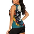 thumbnail image 3 of Fotbe Modern Hip-Hop Skull Blusas Sin Mangas para Mujer – Estilo Casual, Corte Suelto, Slim-Fit, Cuello Redondo Deportivo, Tops de Verano para Gimnasio y Yoga-Large, 3 of 7