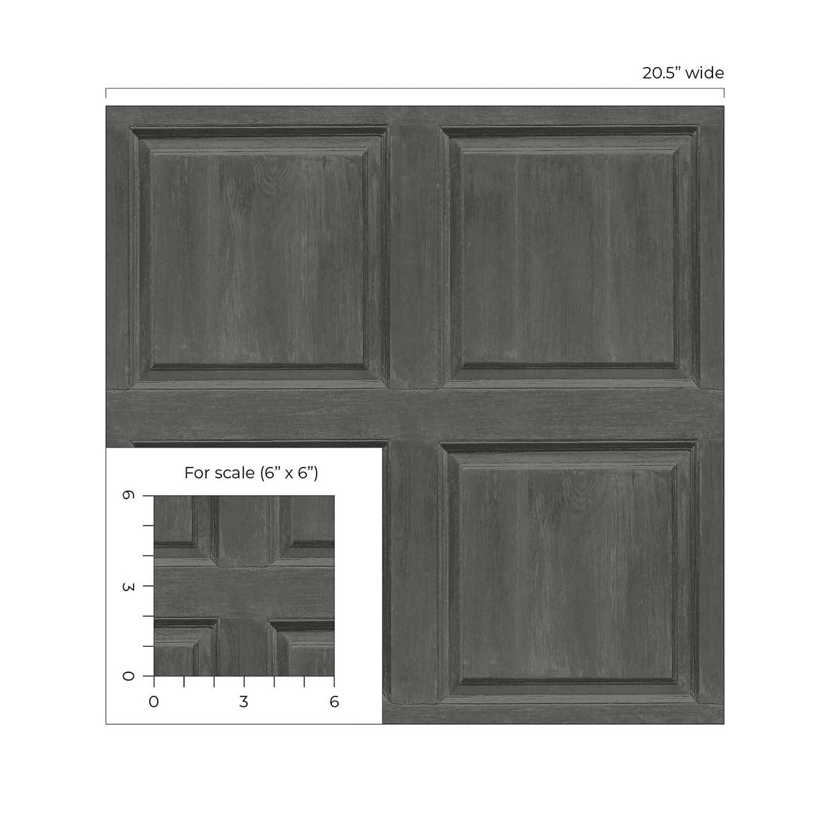 NextWall Arthouse Washed Faux Panel Peel and Stick Wallpaper 20.5 in. W x 18 ft. L - Charcoal