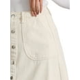 thumbnail image 5 of INSPIRE CHIC Women's Denim Skirt Raw Hem Button Down A-Line Midi Jeans Skirts S Beige, 5 of 6