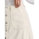 thumbnail image 5 of Falda de mezclilla para mujer INSPIRE CHIC con dobladillo sin terminar, botones, corte A, midi, color beige, 5 of 6