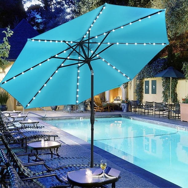 11 patio umbrella with lights GRAND ft 12 ft Cantilever Patio Base, Round Large Offset Umbrellas for Garden Deck Pool Duty Wheeled Base IncludedComes with a sturdy base that can be filled with 130 lbs of sand plus water for a total weight up to 350 lbs FLAME&SHADE 11 ft Solar Powered