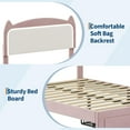 thumbnail image 3 of Cat Headboard Kids Twin Bed Frame with LED Lights, Storage Drawer, Sturdy Wood Slats, Upholstered Princess Platform, Easy Assembly, No Box Spring Needed, Twin with Drawer Pink + White, 3 of 7