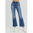 thumbnail image 5 of RISEN Full Size Distressed High Rise Crop Flare Jeans for Women, 5 of 6