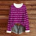 thumbnail image 5 of JTZGDY Fuzzy Trim Sweatshirts for Women Lightweight Casual Winter Warm Long Sleeve Striped/Color Block/Plaid/Floral Printed Crewneck Pullover Tops Loose Oversied Graphic T-Shirts Purple#02 XXL, 5 of 6