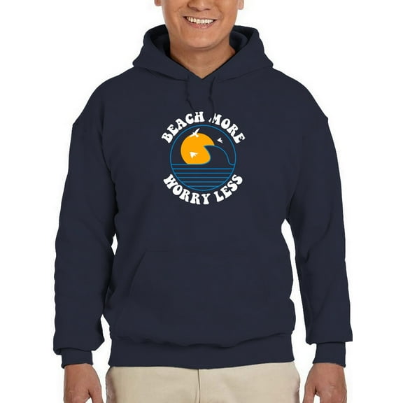 Beach More Worry Less Tagline Hoodie Men -GoatDeals Designs, Male x-Large