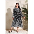 thumbnail image 4 of AURA Plus Size Printed Maxi Dress Long Sleeve Crewneck A Line Loose Fit Comfortable Summer Modest Long Dress for Women, 4 of 6