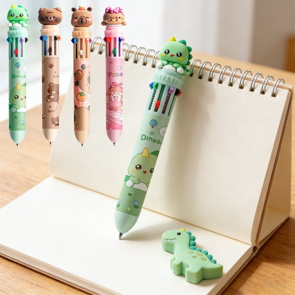 Yeciiwht Multicolor Pens 10-in-1 Colored Pen Retractable Cartoon Ballpoint Pens for Doodling School Office Staionery