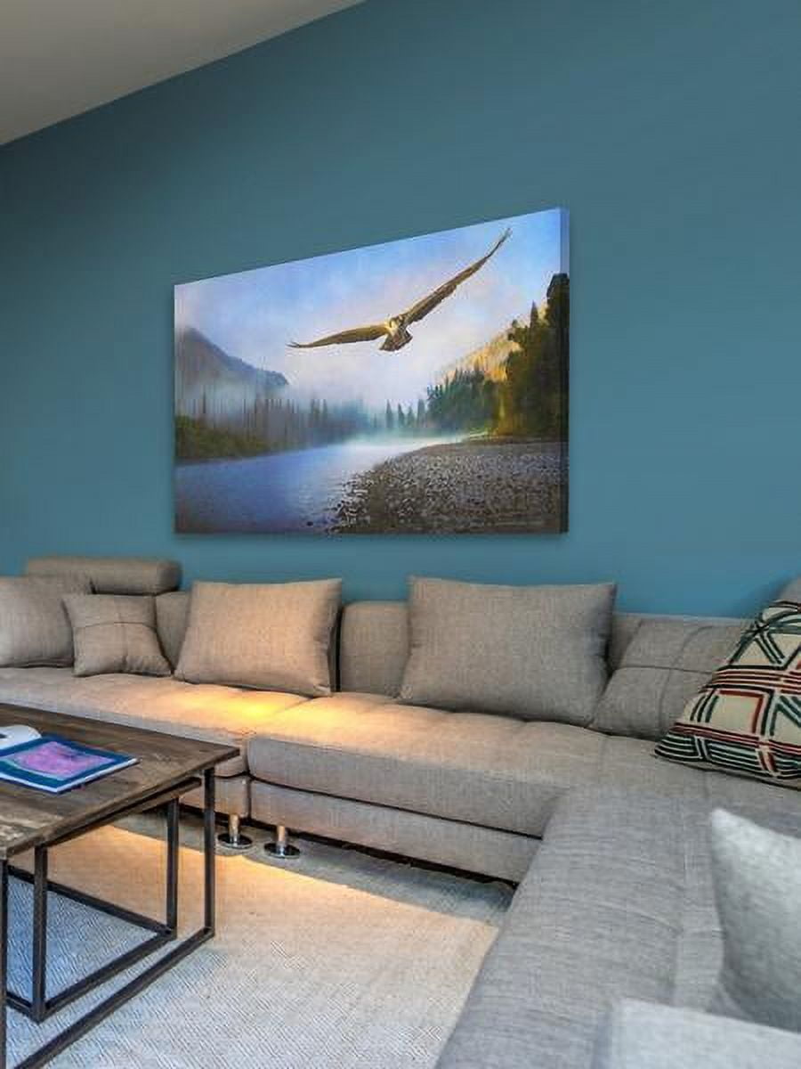 "Foggy River Osprey" Painting Print on Wrapped Canvas