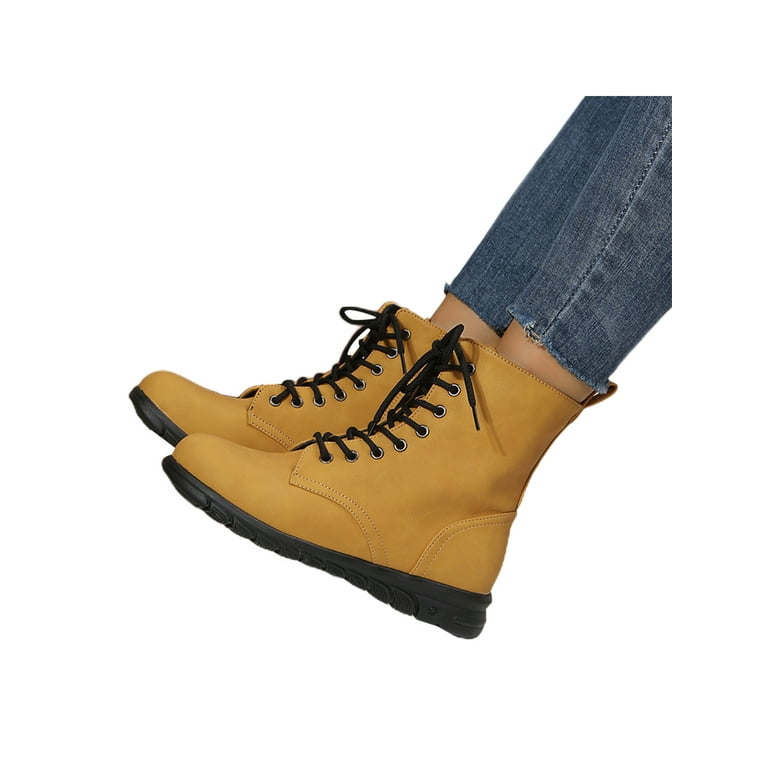 Rotosw Womens Work Boot Fashion Lace Up Ankle Boots Walking Flat