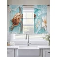 thumbnail image 5 of Coastal Sea Turtle Sheer Curtains 54 Inch Long 2 Panels, Beach Ocean White Floral Starfish Light Filtering Rod Pocket Curtains, Sheer Voile Drapes for Living Room Bedroom, 52"x54", 5 of 8